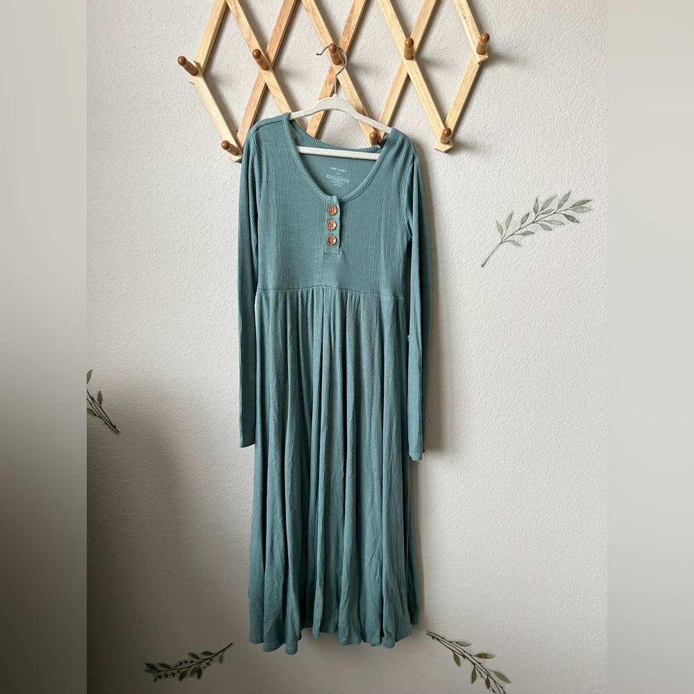 Posh Peanut Arctic Waffle Long Sleeve Henley Twirl Dress